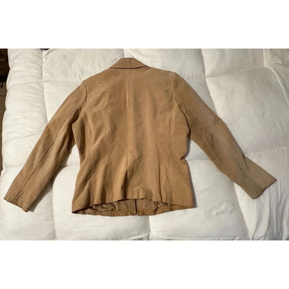 VTG Siena Womens Tan Suede Leather Jacket Full-Zip Collared 1990s Vintage L - Picture 4 of 12